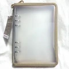 【大人気】6リングファイル A5ジップ付ベージュ ダイソー