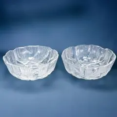 【希少・未使用】HOYA クリスタル 北壁 ガラス大鉢 2個セット 昭和レトロ