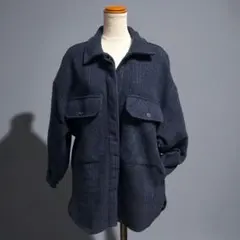 ZARA CPOジャケット ネイビー×ブラック Mサイズ ビッグシルエット