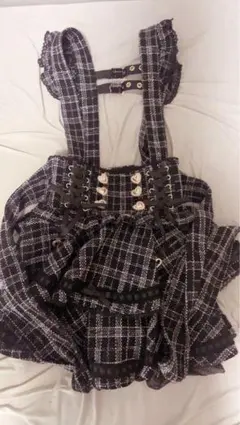 LIZLISA はしごリボンツイードティアードスカパン ブラック