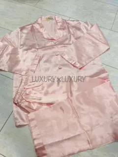 S絹100%シルクパジャマ上下セットアップピンク前開き新品長袖ルームウエア