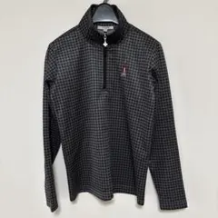 マリークレール　ゴルフ　ハウンドトゥースパターン ハーフジップ長袖シャツ