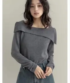 RE:EDIT [ブラ紐隠し]スムースリブアシンメトリーオフショルダートップス