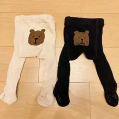 未使用babyGap ベビーくまタイツ 2点セット ベージュ ネイビー0〜12m