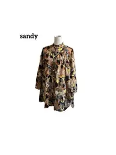 ★ sandy サンディー　サークル模様　総柄　バンドカラー　長袖　シャツのサムネイル