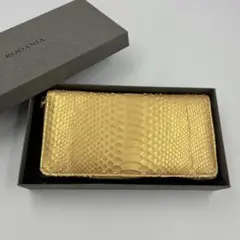 新品】ロダニア　パイソン　長財布　パイソン　ゴールド　金運　風水