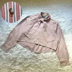 美品 【希少/リメイク】ラルフローレン ボウタイ ストライプシャツ 大きいサイズ