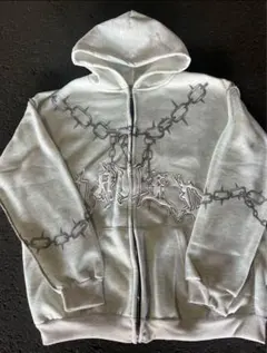 グランジ y2k 韓国ストリート パーカー メンズ レディース ホワイト M