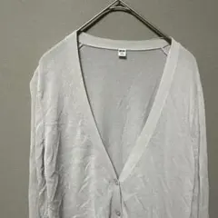 ユニクロ　ライトＶネックカーディガン(M)ライトグレー　透け感あり　春夏冷房対策