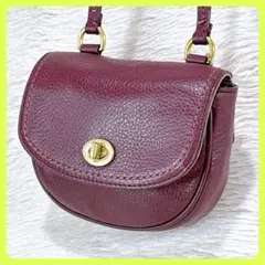 ✨美品✨コーチCOACH本革えんじ ターンロックミニショルダーバッグ斜めがけ✧