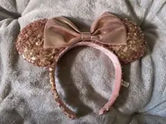 ディズニー ミニー カチューシャ スパンコール ピンクゴールド