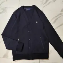 FRED PERRY ジャージスナップカーディガン ネイビー 日本製 XS