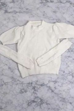 ホワイト パフスリーブ ニット セーター