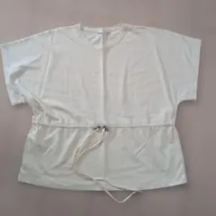 ZARA ドローストリング 半袖Tシャツ アイボリー M