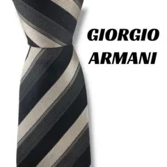 【8099】美品！ジョルジオアルマーニ　ネクタイ　ブラック系　ストライプ系