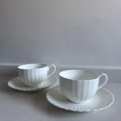 【極美品】NARUMI ナルミ シルキーホワイト カップ＆ソーサー 2客 ペア
