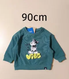 新品 ミッキー 長袖トレーナー 90cm ミニ裏毛 漫画顔 ディズニー
