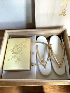 フォーマル草履とハンドバッグセット　Lサイズ　礼装　和装小物　ゴールド