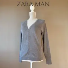 【ZARA MAN】38 M相当　グレー　Vネックカーディガン　カジュアルニット