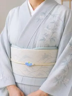 帯留め帯飾り「なごり雪」＊ポリマークレイ 着物 一点物 ポリマークレイ 帯留め＆帯飾りセット モノトーン花柄 黒