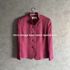 昭和レトロジャケット　派手　パープルピンク　ヴィンテージジャケット　レトロボタン