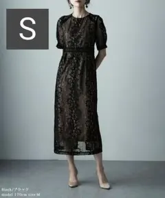 【美品】エトル コクーンスリーブレースタイトドレス ブラック S