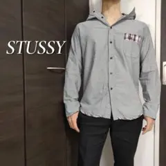STUSSY フード付きシャツ ロールアップチェック柄
