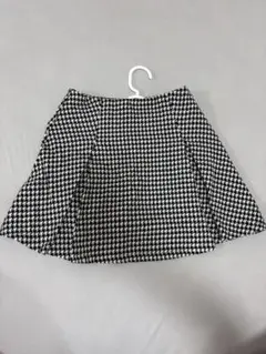 インパン裏地付き千鳥柄フレアミニスカート［mei25］グレイル