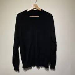 ユニクロ UNIQLO ニット カシミヤ100% ブラック Vネックセーター L
