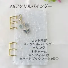 アクリルバインダー♡水流模様 A6韓国 バインダー貯金 savingバタフライ