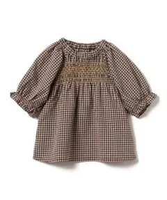 チェック柄刺繍入り半袖ブラウス 120cm