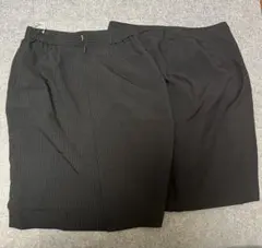 【スカート2枚セット】 スーツ ストライプ ブラック 就活 オフィス リクルート