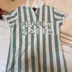 PEARLY GATES 緑と白ストライプ ポロシャツ サイズ0