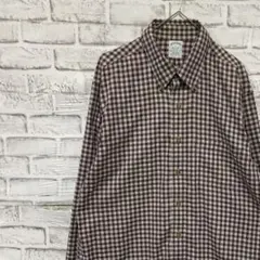 ブルックスブラザーズ長袖シャツ！ブラウンギンガムチェックL 0422