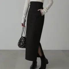 フリーズマート ハイウエストスリットペンシルスカート タイト ロング 黒