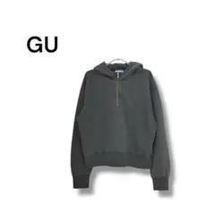 【ジーユー】スウェット　フーディ　ハーフジップ　トレーナー　パーカー　グレー　L