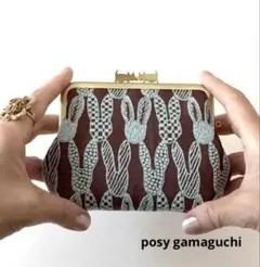 ミナペルホネン ハンドメイド 親子がま口長財布 rosy ピンクxブルー