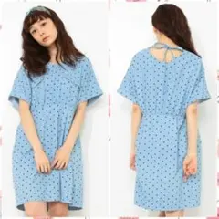 新品 MEG カロリナグレイサー デニムワンピース ドット柄 水玉 ワンピ