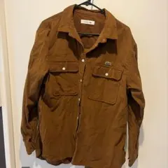 LACOSTE ブラウン コーデュロイ長袖シャツ