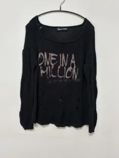 ダメージ ニットセーター 黒