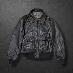 ヴィンテージレザーフライトジャケットA2ダークブラウンL短丈フルジップykk片爪