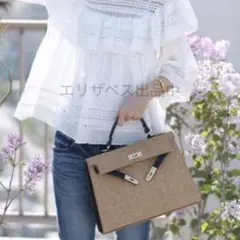⑤異素材 バイカラー かご バッグ ハンドバッグ ゴールド金具