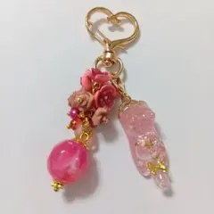 猫 チャーム キーホルダー レジン ハンドメイド