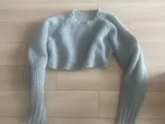 spick&span ボリュームスリーブショート丈ニット　グレイ