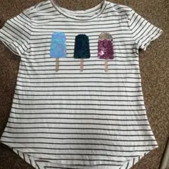 GAP 120 スパンコール　ストライプ Tシャツ