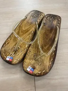 リゾート　サンダル　26.5　スリッパ　インドネシア　バリ　木製　彫刻　メンズ