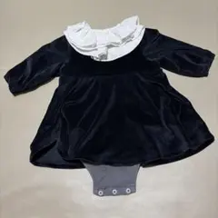 petit main 黒いロンパース 80 (SS) フリル付き