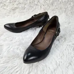 【美品】ラボキゴシワークス Rabokigoshi ヒールパンプス 黒 レザー