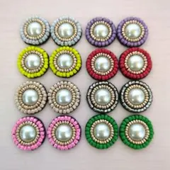 B23 ビーズ刺繍 カボション パーツ 16個 ハンドメイド 匿名配送