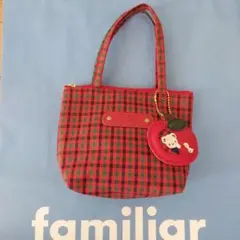 新品未使用☆ファミリア familiar ミニミニトートバッグ 赤チャーム付き